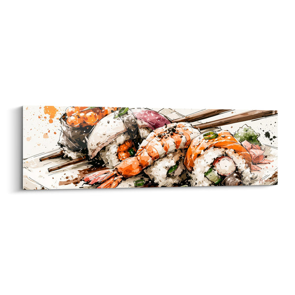 Tableau Nigiri crevette orange et blanc au sésame noir - Œufs de poisson - Edition Sushi