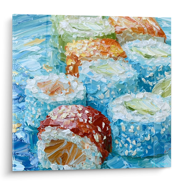 Tableau Makis bleu turquoise et rouge terracotta - Appétit gourmand - Edition Sushi