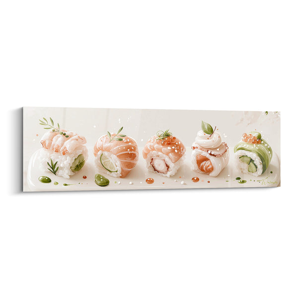 Tableau Makis roses et verts en rangée - Douceur gourmande - Edition Sushi
