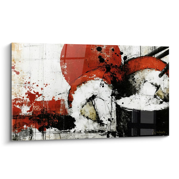 Tableau Sushi rouge et noir éclaboussé - Éclaboussure vive - Edition Sushi