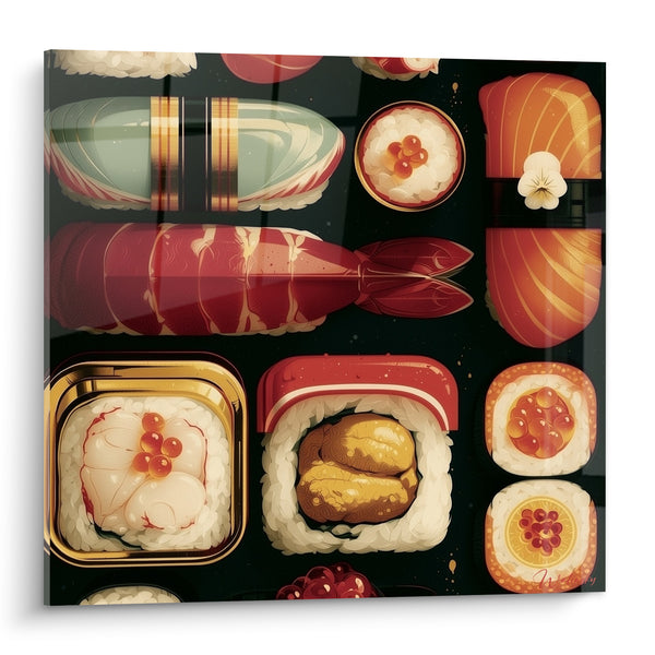 Tableau Assortiment de sushis rouge et or - Festin nippon - Edition Sushi