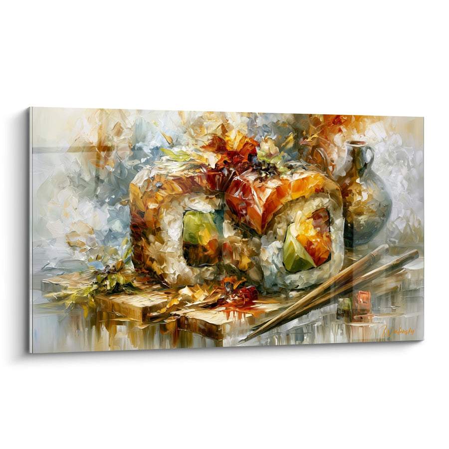 Tableau Rouleaux de sushi saumon avocat baguettes - Instant gourmand - Edition Sushi