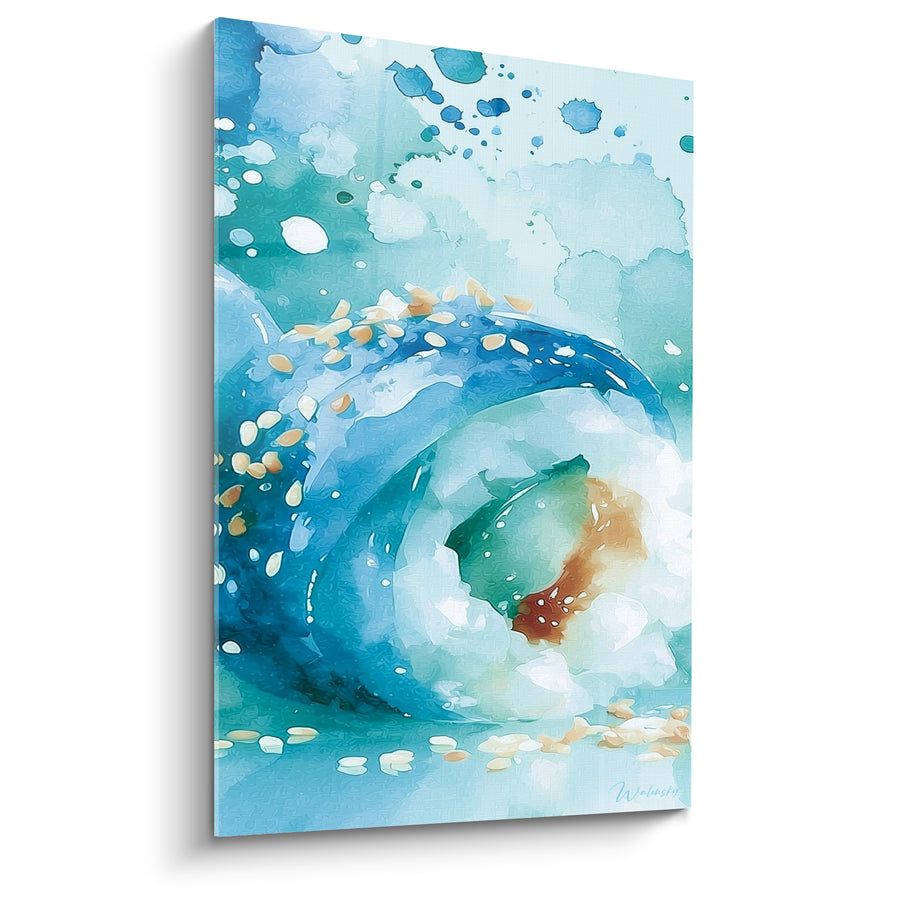 Tableau Sushi bleu turquoise en spirale d'algue - Ressac gourmand - Edition Sushi