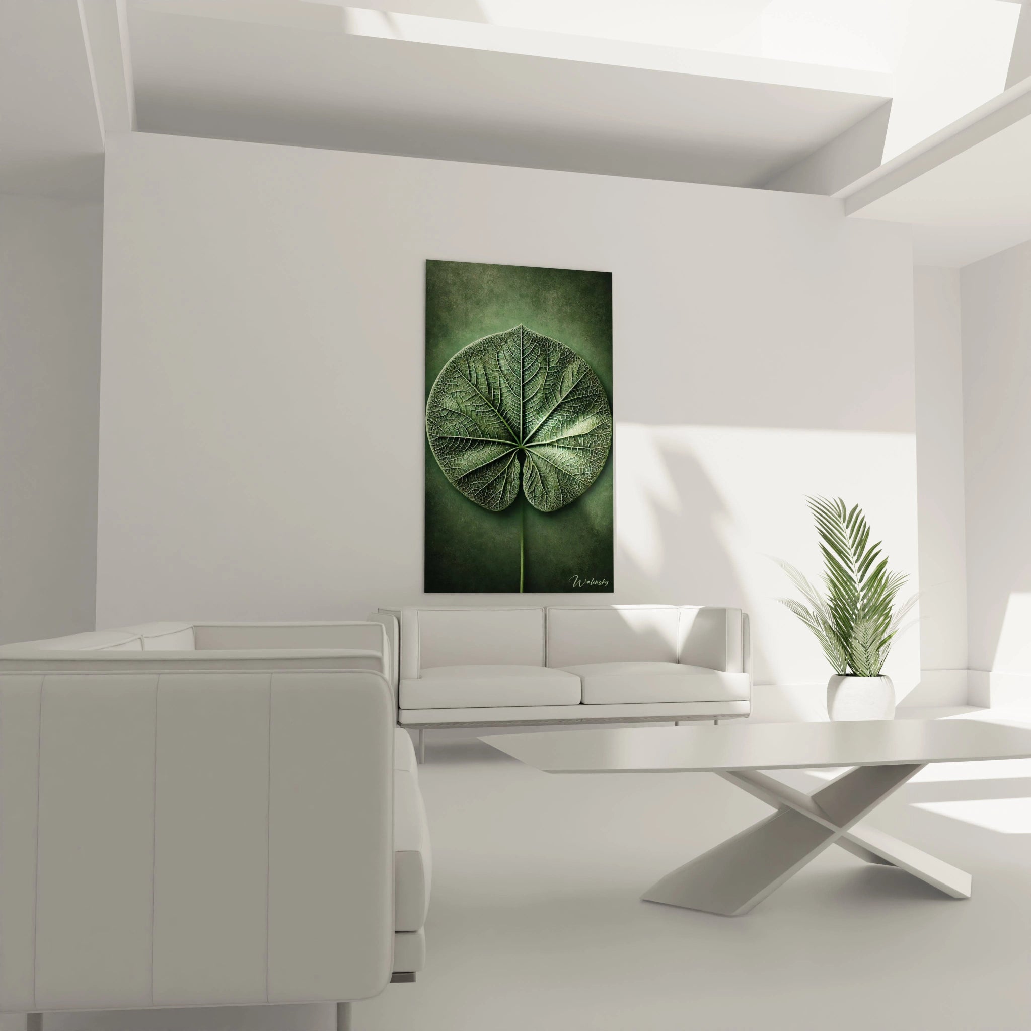 Tableau Nature en verre acrylique au-dessus d'un canapé dans un salon - Art mural impressionnant et contemporain - Décoration intérieure inspirée par la nature pour salon - Tableau de grande taille et impression haute définition - Élément décoratif raffiné pour salon moderne