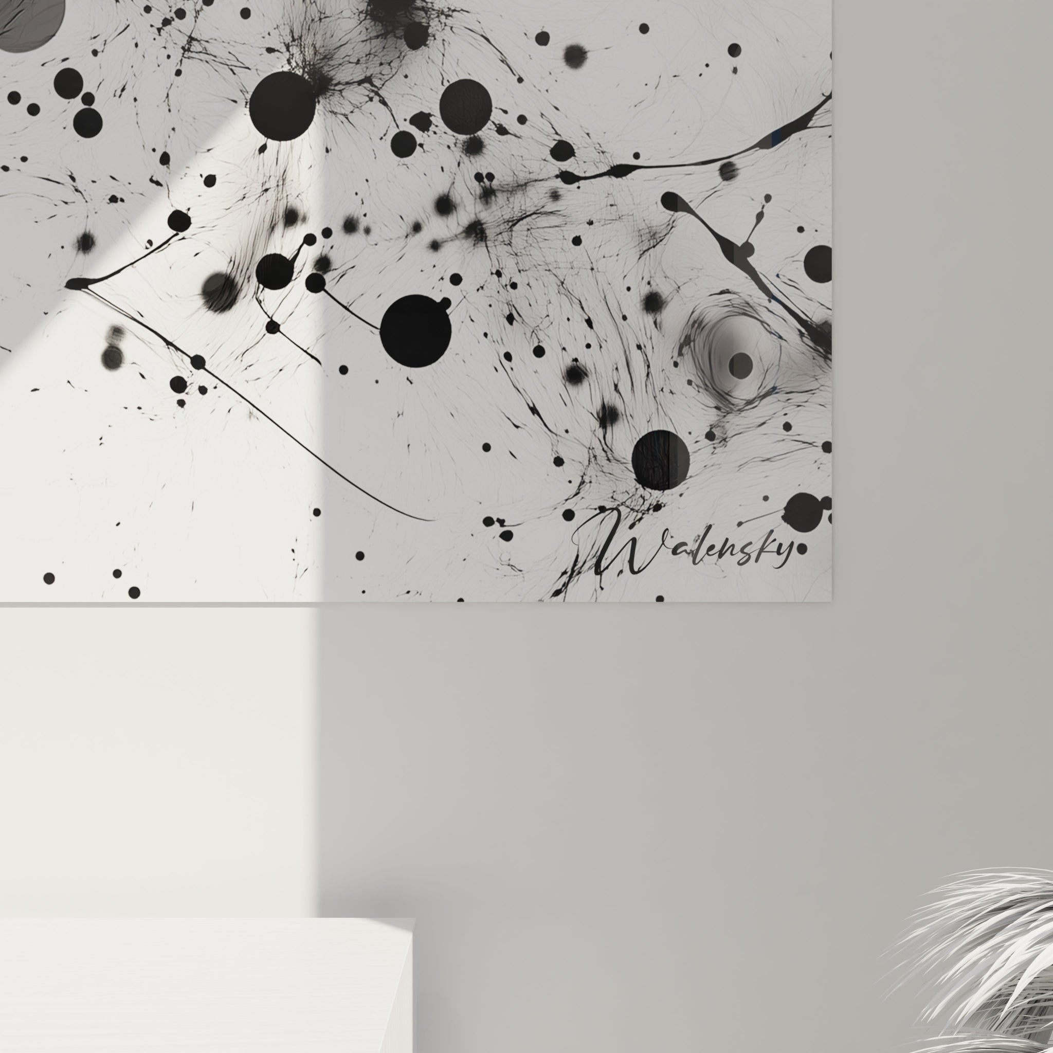 Tableau Synapses Flottantes - édition tacheté noir et blanc