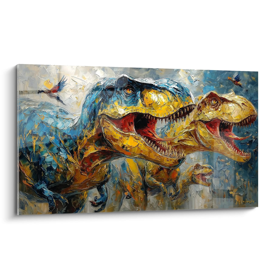 Tableau T-Rex famille rugissants - Chasseurs Préhistoriques - édition Dinosaure
