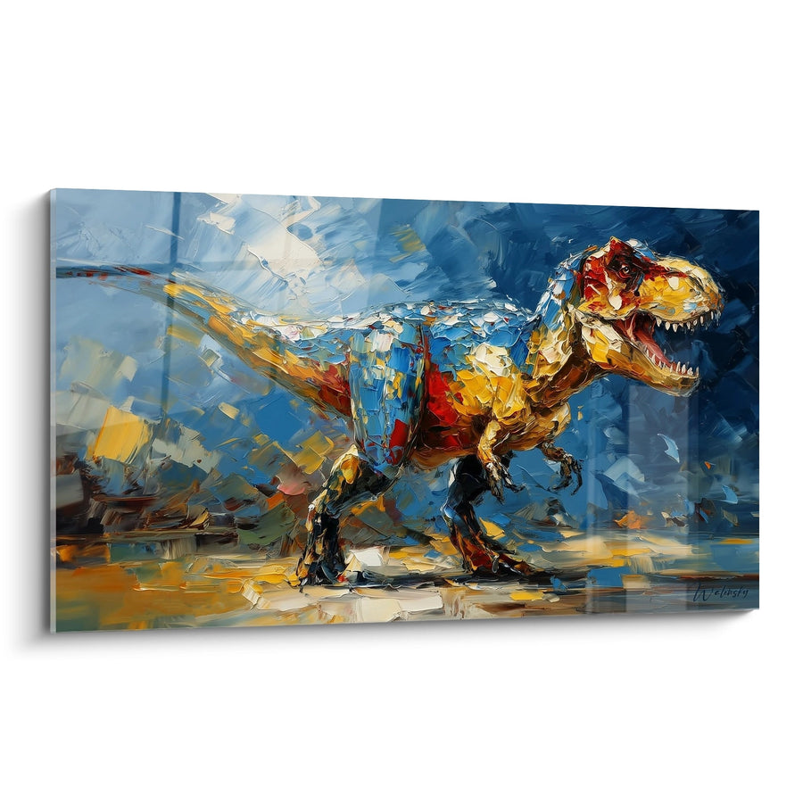 Tableau T-Rex Palette Knife - Rugissement Artistique - édition Dinosaure