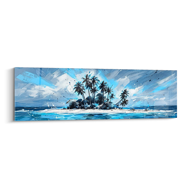 Wall Art Turquoise Island with Palm Trees - Secluded Haven - Tahiti Edition French Polynesia France