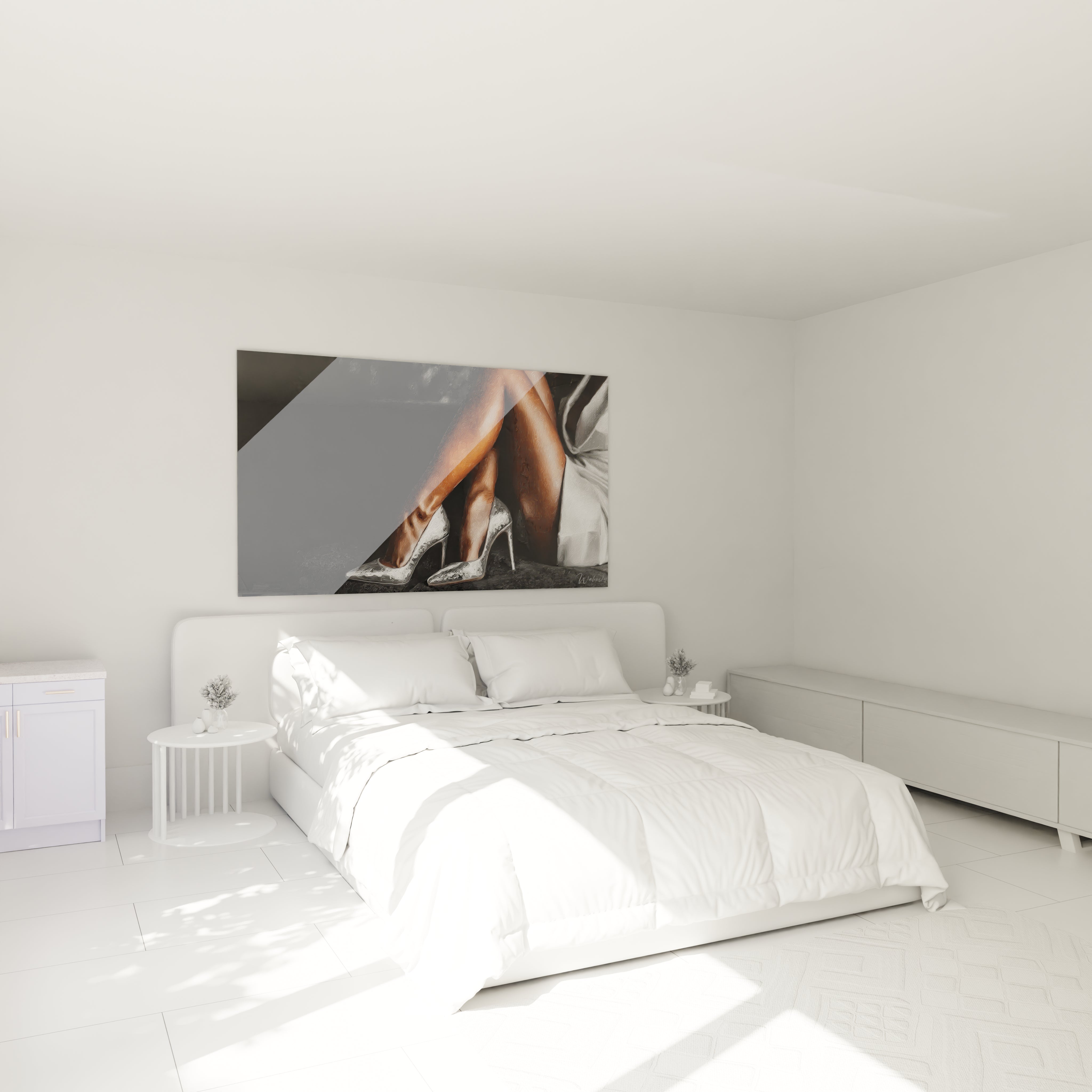 Tableau talons hauts luxe de Walensky décorant un intérieur moderne et élégant d'une chambre