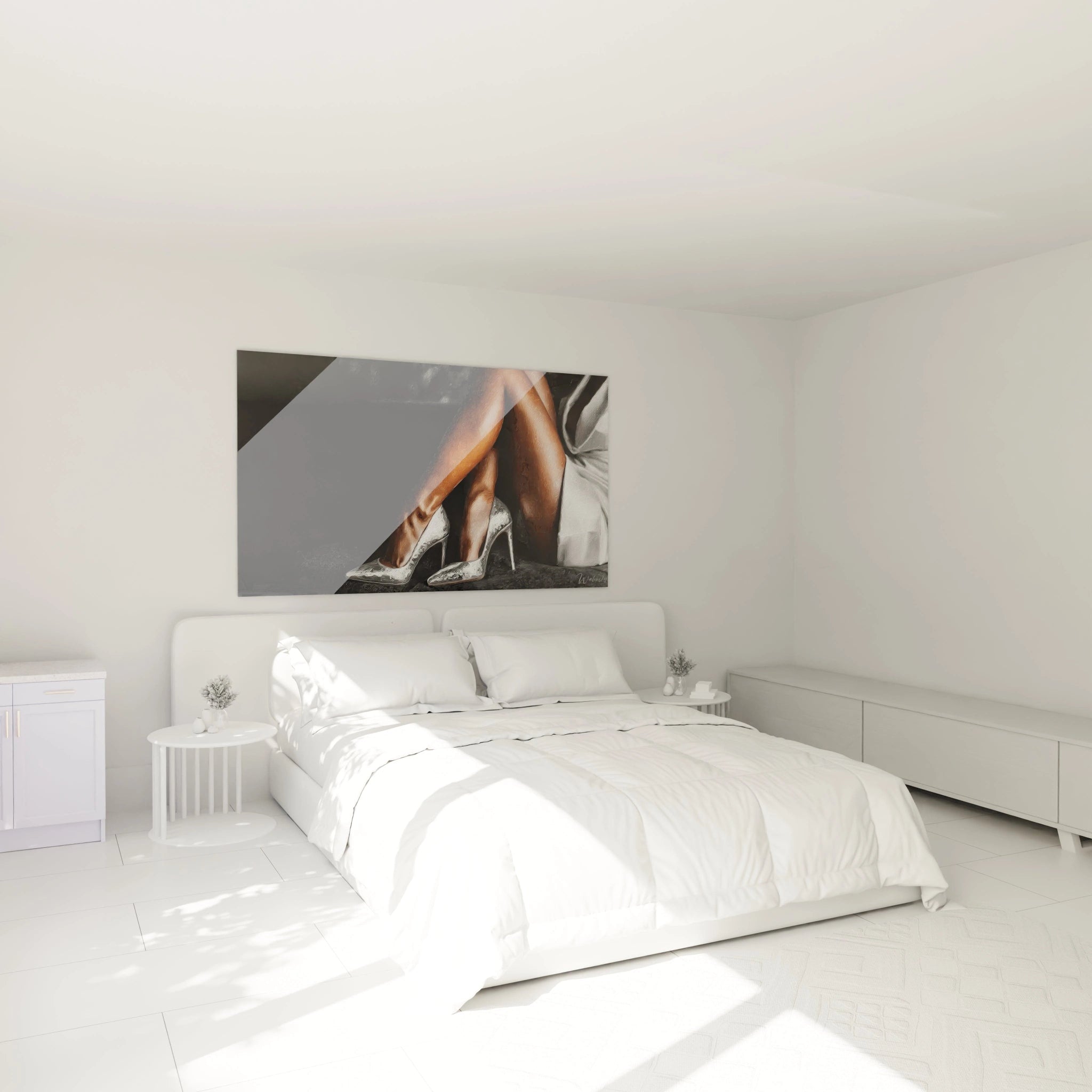 Tableau talons hauts luxe de Walensky décorant un intérieur moderne et élégant d'une chambre