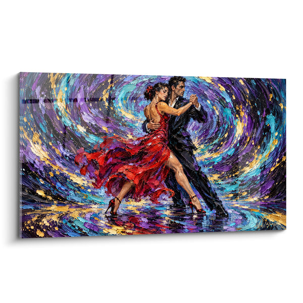 Tableau Danseurs rouge et violet en tourbillon - Élan passionné - Edition Tango