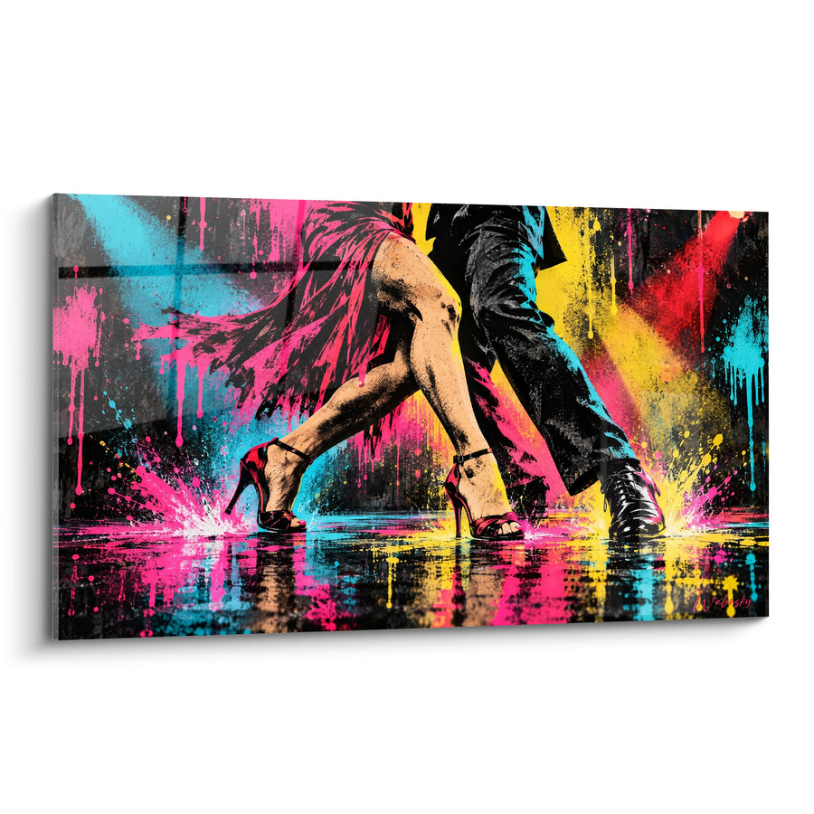 Tableau Jambes de danseurs roses et turquoise - Pas endiablé - Edition Tango