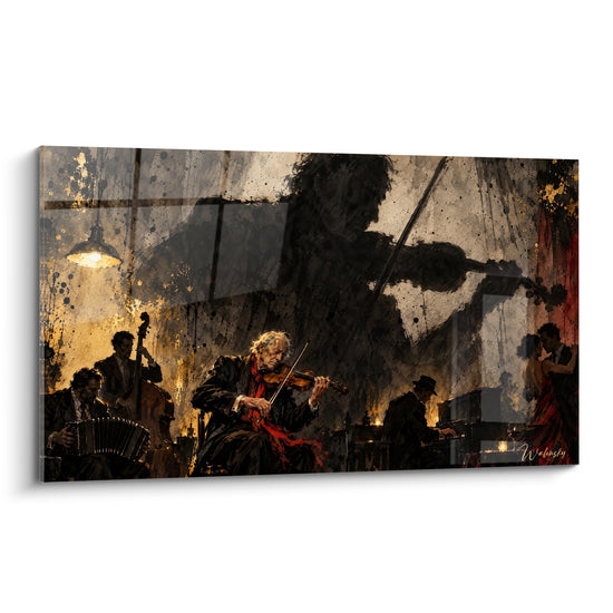 Tableau Violoniste et ombre géante dans un bar - Nuit musicale intense - Edition Tango