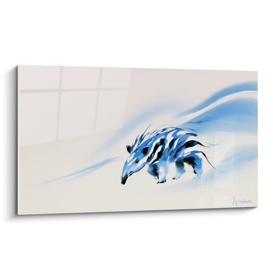 Tableau Tapir bleu et blanc en mouvement - Souffle glacé - Edition Tapir