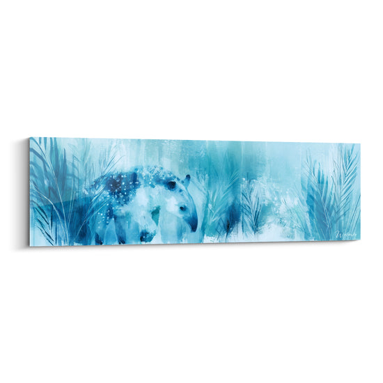 Tableau Tapir bleu et blanc dans les feuillages - Brume tropicale givrée - Edition Tapir