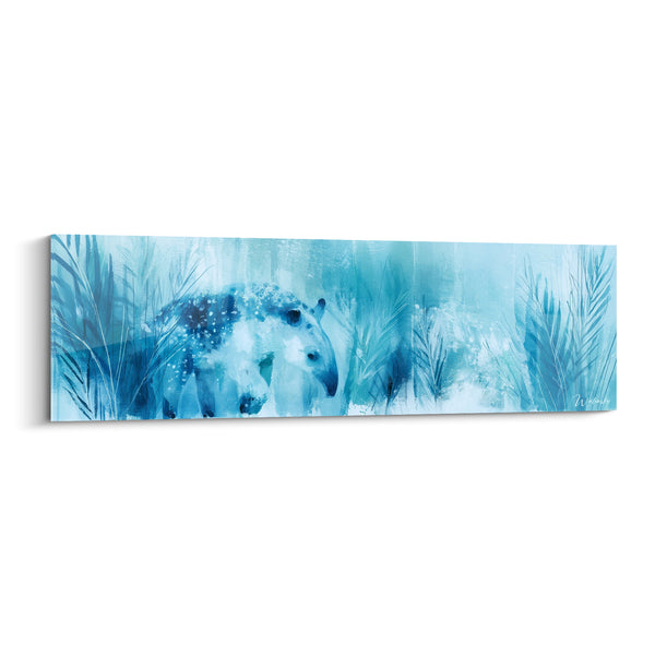 Tableau Tapir bleu et blanc dans les feuillages - Brume tropicale givrée - Edition Tapir