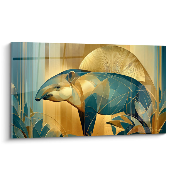 Tableau Tapir doré aux reflets bleu sarcelle - Éveil de la jungle - Edition Tapir
