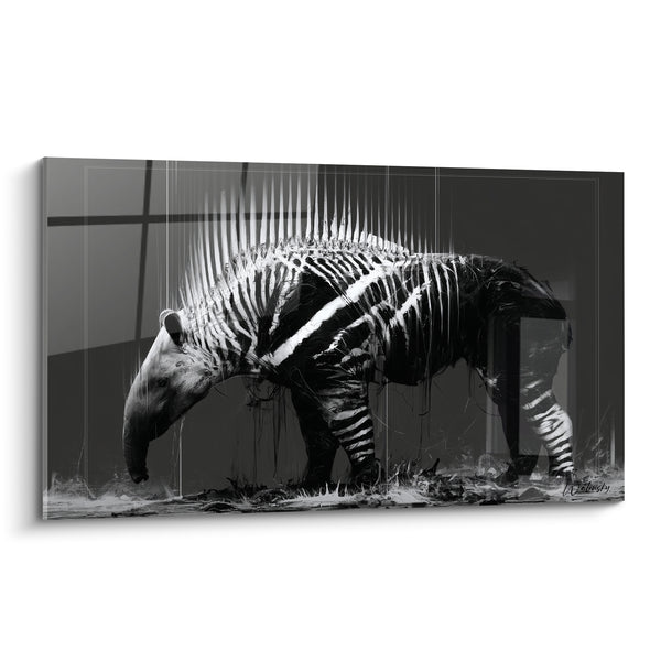 Tableau Tapir noir et blanc à rayures verticales - Silhouette en dissolution - Edition Tapir