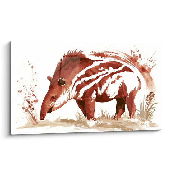 Tableau Tapir juvénile roux et blanc rayé - Pause silencieuse - Edition Tapir