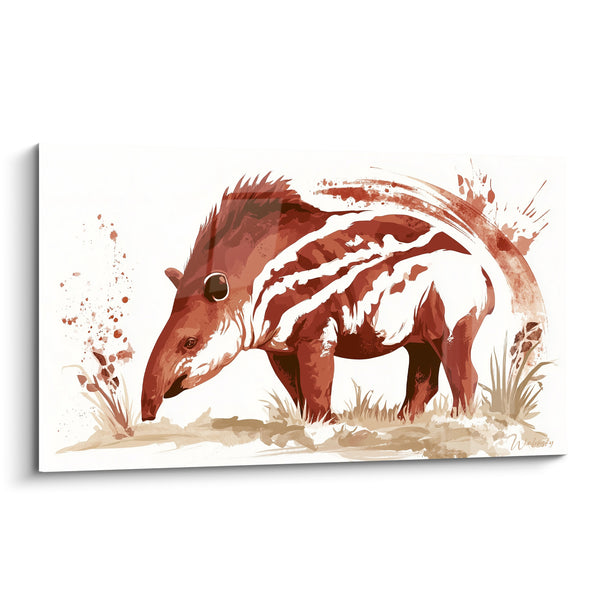 Tableau Tapir juvénile roux et blanc rayé - Pause silencieuse - Edition Tapir