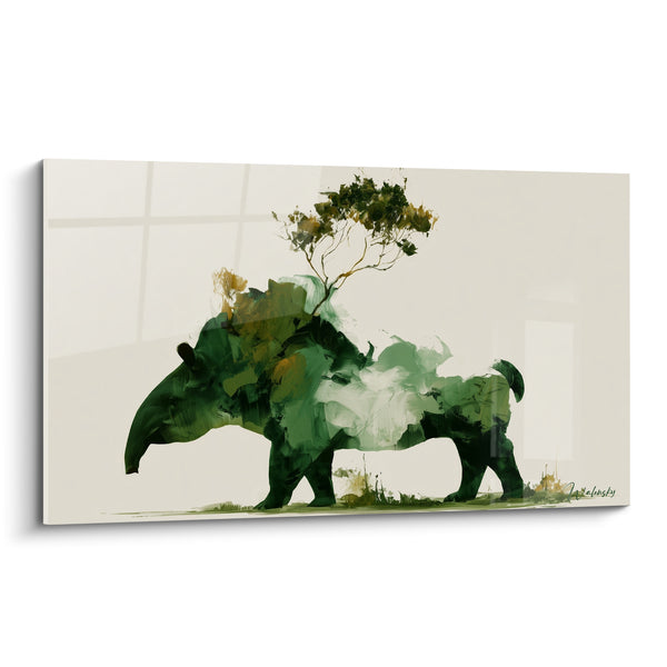 Tableau Tapir vert forêt à l'arbre doré - Forêt en marche - Edition Tapir