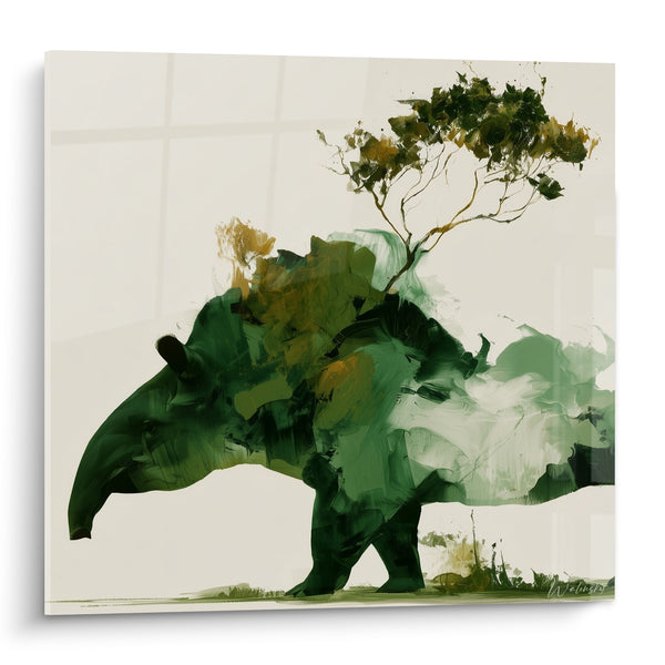 Cuadro Tapir verde y dorado en el árbol - Fusión silvestre - Edición Tapir