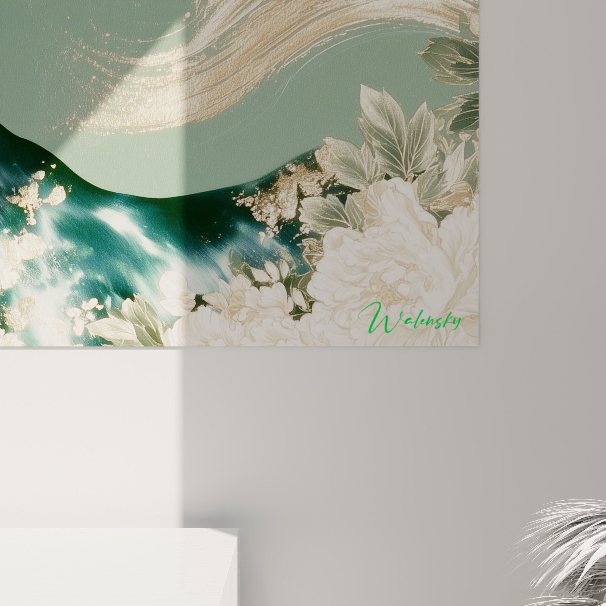 Détail des empâtements dorés et des fleurs blanches se mêlant au pelage anthracite du taureau