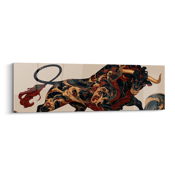 Tableau Taureau ornemental aux cornes dorées - Charge héraldique - Edition Taureau