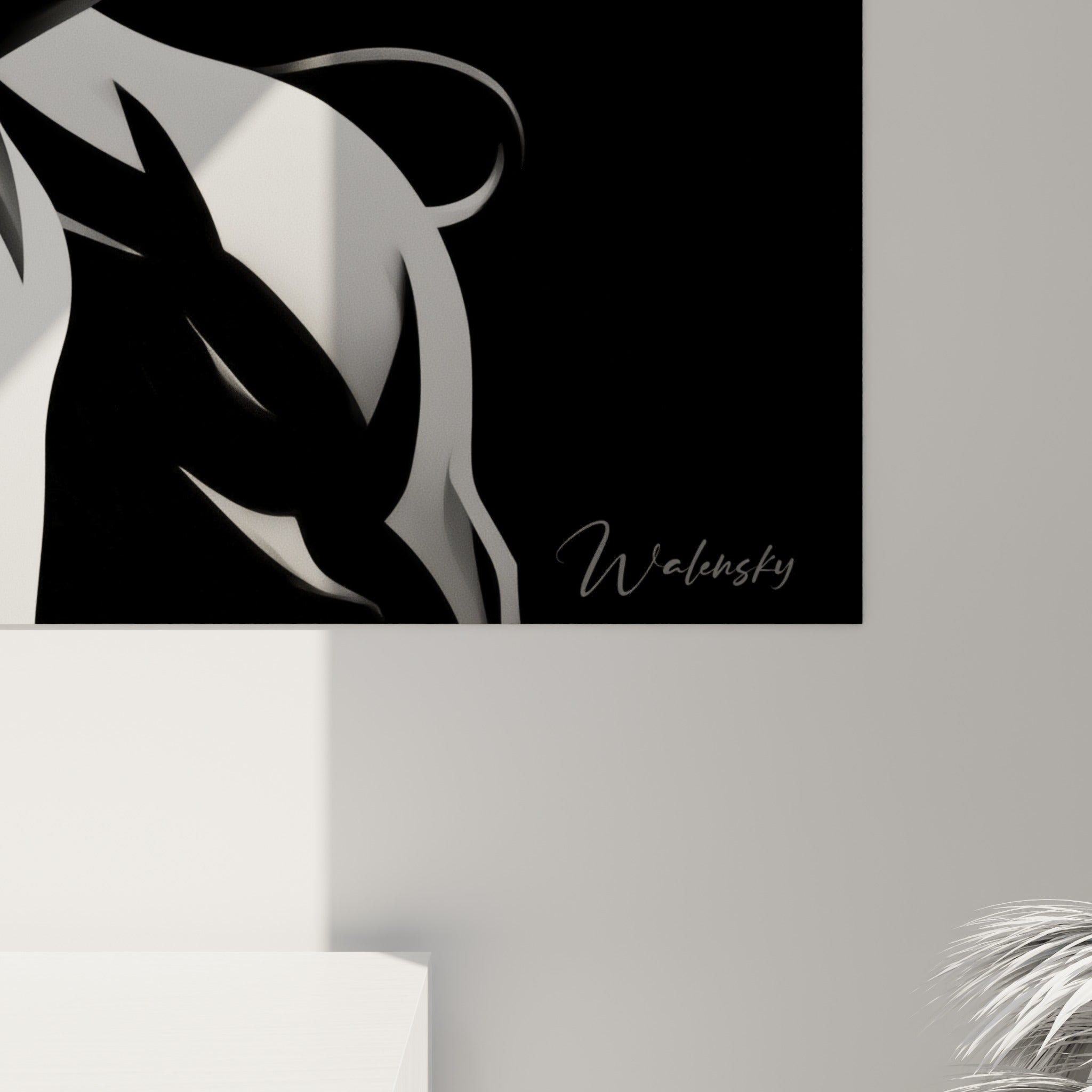 Détail des empâtements blancs et noirs sculptant les cornes du taureau et le dos de la silhouette