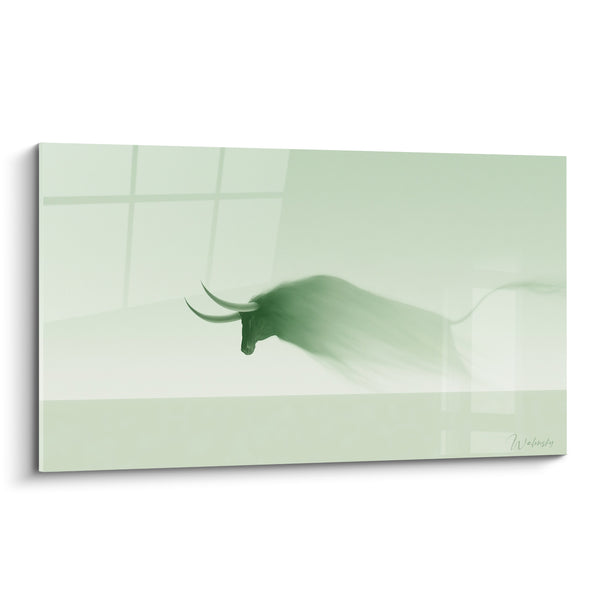 Tableau Taureau longicorne vert sauge évanescent - Silhouette évanescente - Edition Taureau