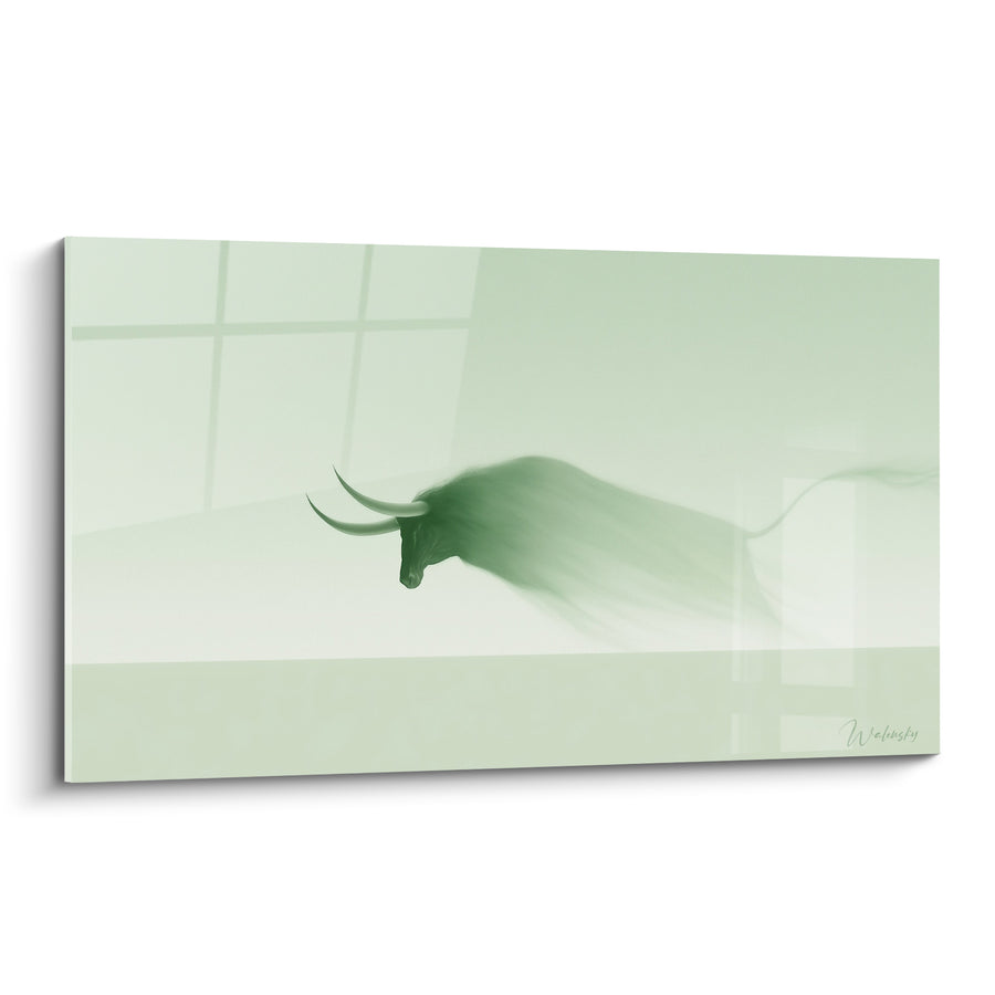 Tableau Taureau longicorne vert sauge évanescent - Silhouette évanescente - Edition Taureau