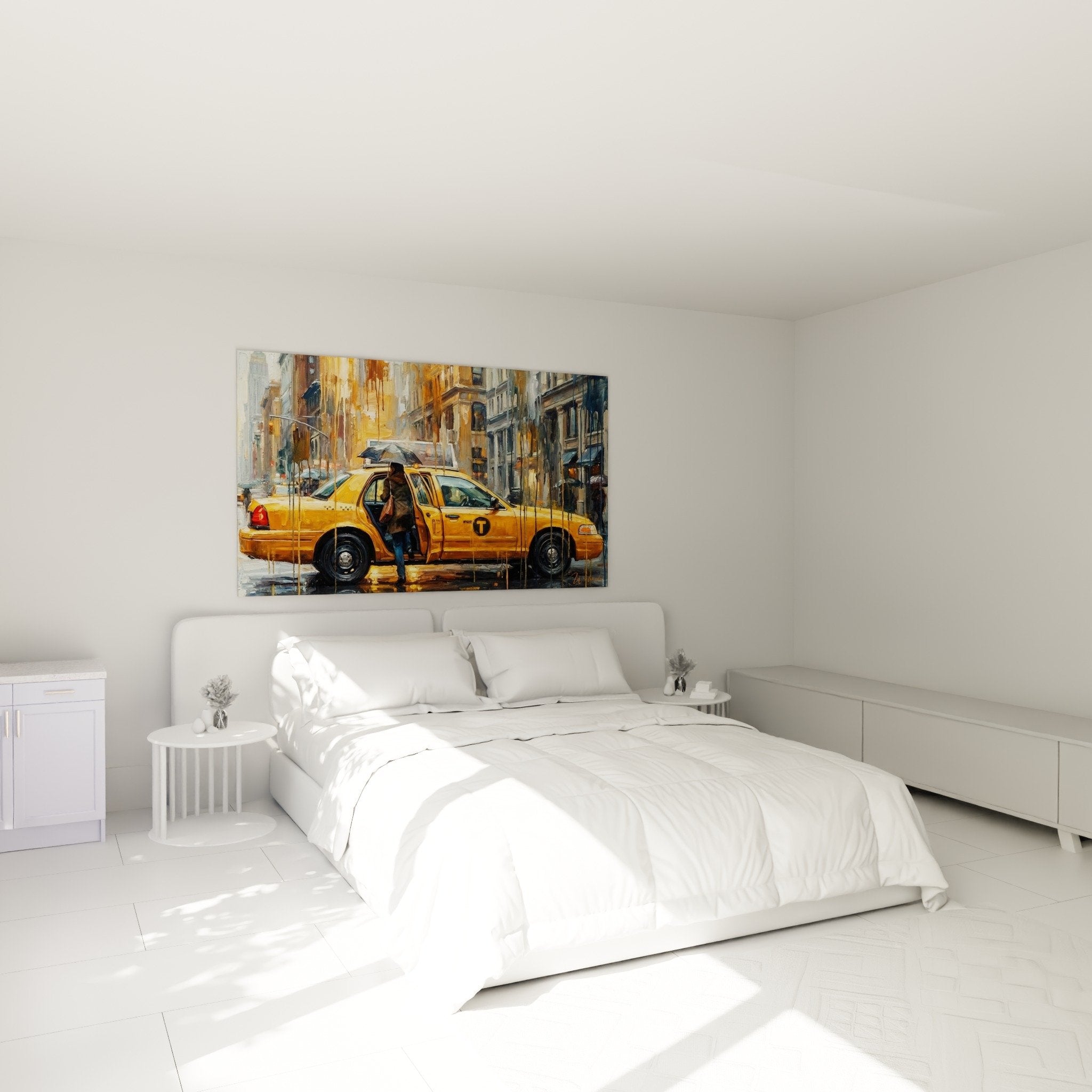 Tableau taxi Manhattan dans chambre moderne decoration urbaine ambiance new-york