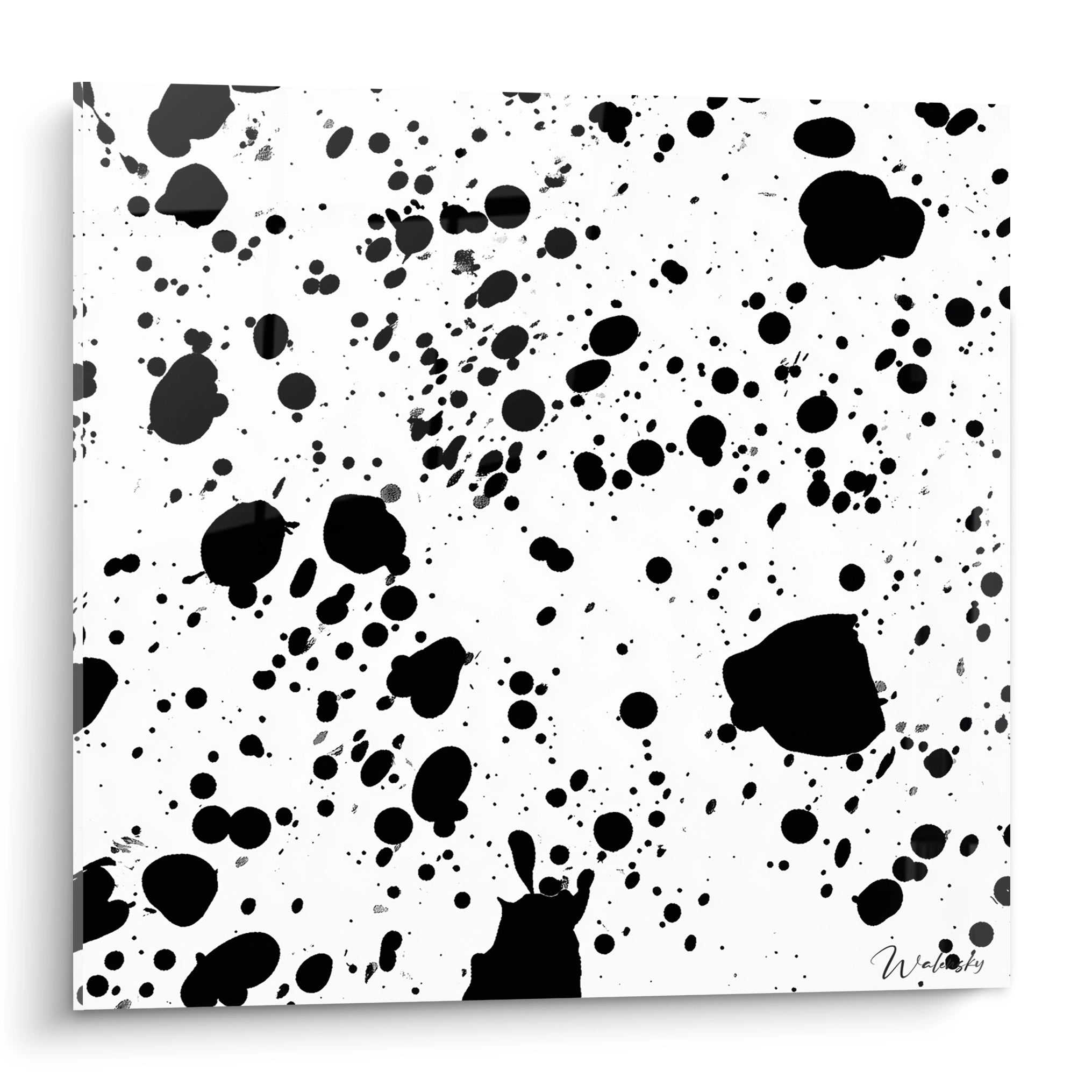 Tableau tacheté noir et blanc de Walensky avec des motifs abstraits pour décoration moderne