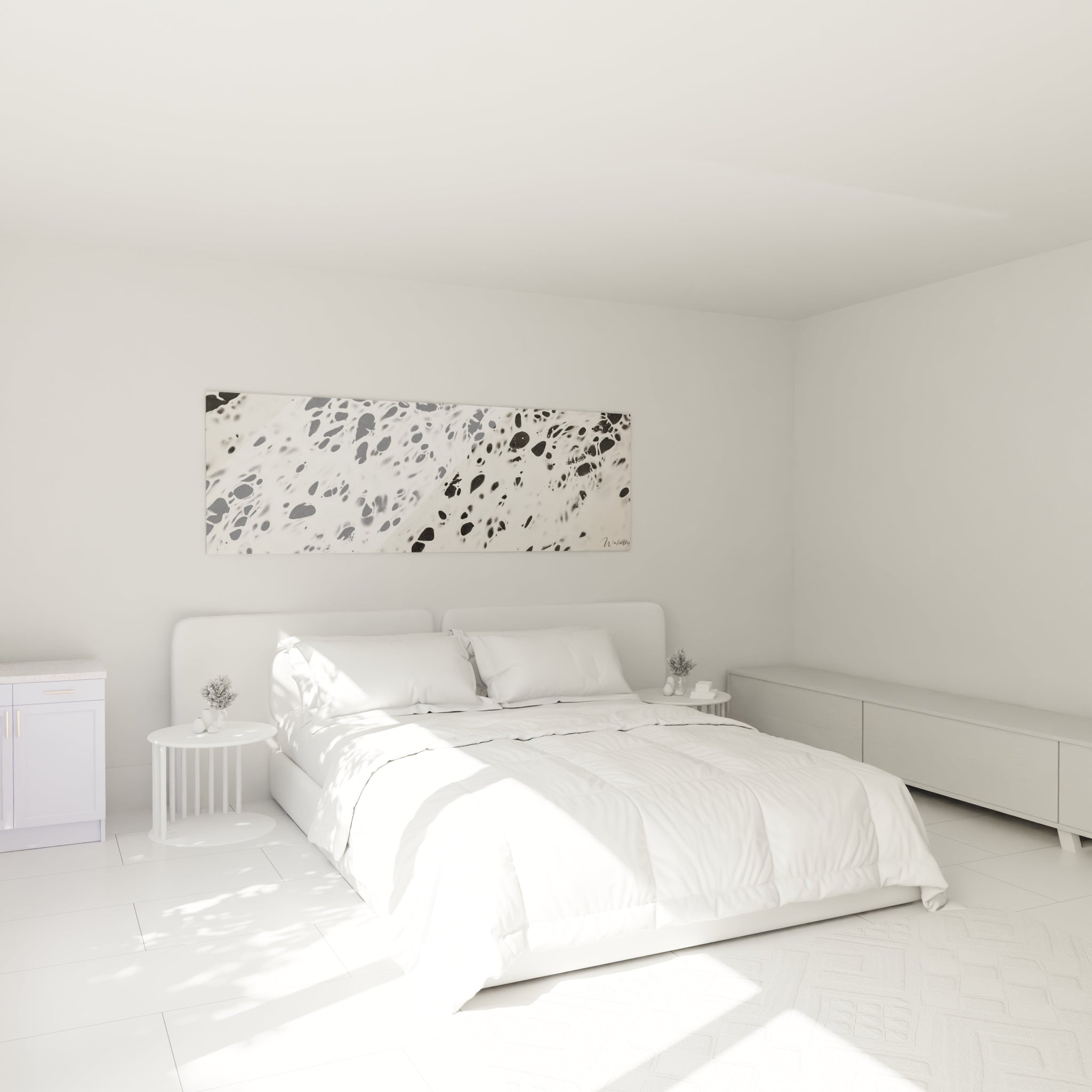 Tableau tacheté noir et blanc Walensky pour décoration moderne de chambre à coucher