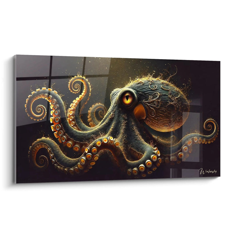 Golden Tentacles Canvas - Animal Squid Edition