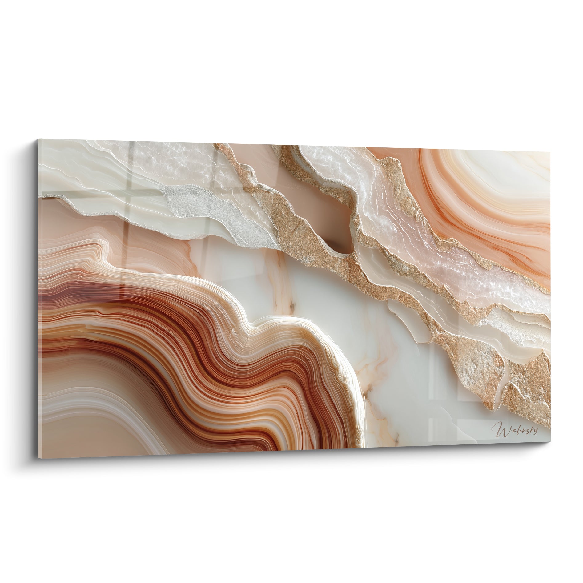 Agate terracotta et ivoire aux volutes sculptées, contraste marbré entre rouille et blanc cassé