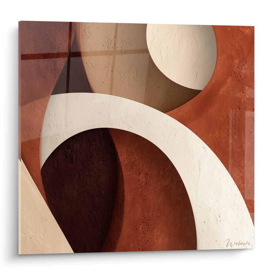 Tableau Croissant blanc et brun enlaçant un cercle - Ombre en amande - Edition Terracotta