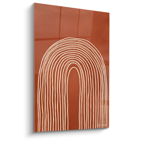 Tableau Arche filaire brique et crème concentrique - Lignes parallèles arquées - Edition Terracotta