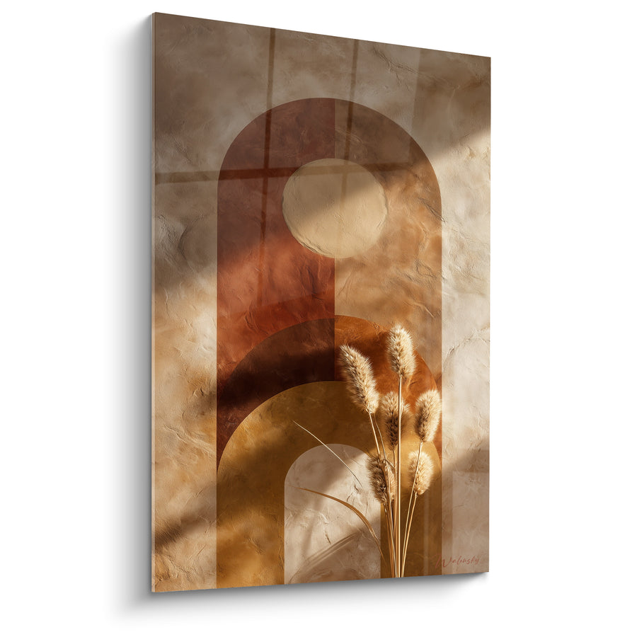 Tableau Arche texturée aux épis dorés - Lumière d'argile - Edition Terracotta
