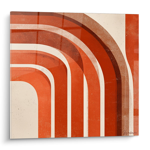 Tableau Arches concentriques rouille et beige texturées - Écho des courbes - Edition Terracotta
