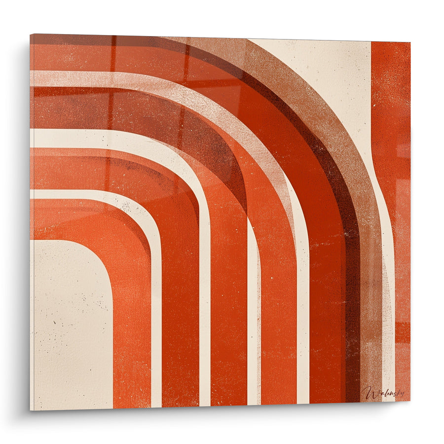 Tableau Arches concentriques rouille et beige texturées - Écho des courbes - Edition Terracotta
