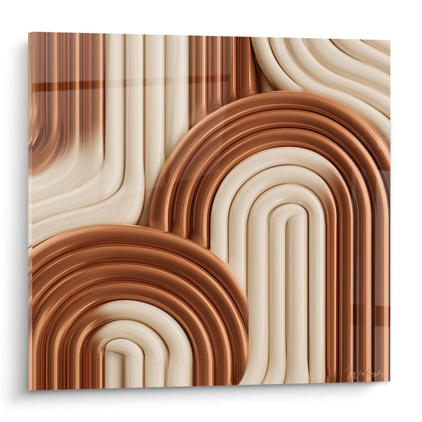 Leinwand Schwingende Bögen beige und Kupfer - Hypnotischer Fluss - Terracotta Edition