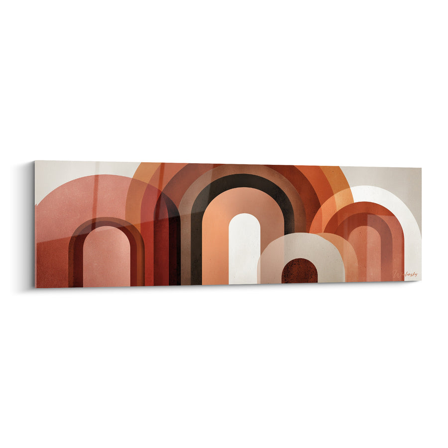 Tableau Arches géométriques terracotta et beige superposées - Sérénité architecturale - Edition Terracotta