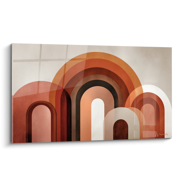 Tableau Arches ocre et brun superposées - Portes vers l'ailleurs - Edition Terracotta