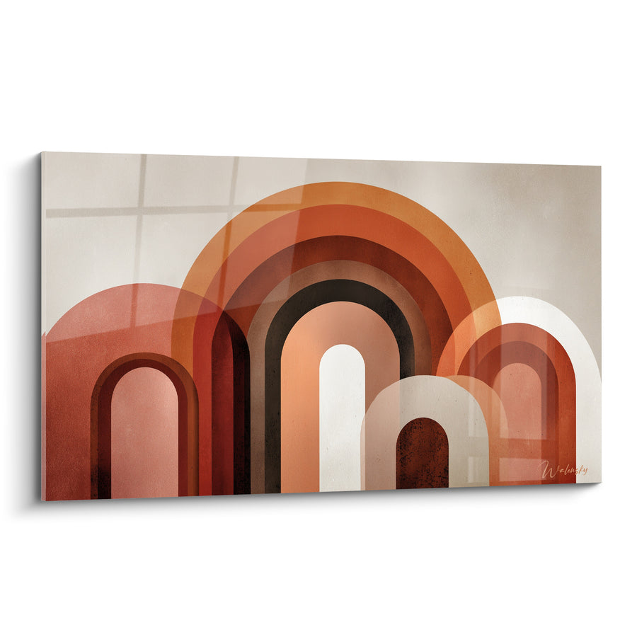Tableau Arches ocre et brun superposées - Portes vers l'ailleurs - Edition Terracotta