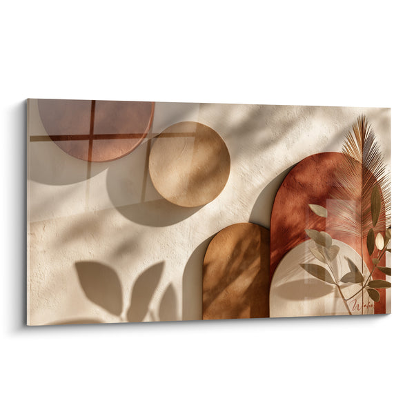 Tableau Formes arrondies terracotta et ombres feuillues - Sieste dorée - Edition Terracotta