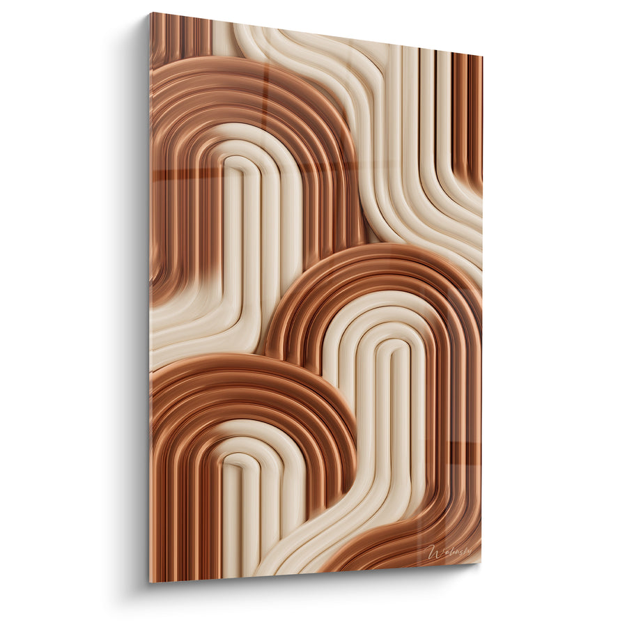 Tableau Arches tubulaires brun et crème entrelacées - Reliefs en tubes - Edition Terracotta