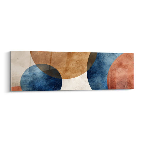 Tableau Cercles bleu marine et ocre entrelacés - Ballet géométrique - Edition Terracotta