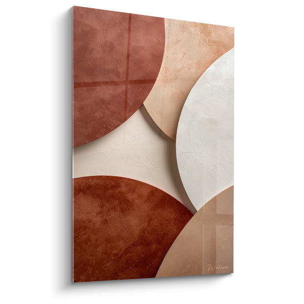 Tableau Cercles superposés brique et blanc crayeux - Intersection des courbes - Edition Terracotta