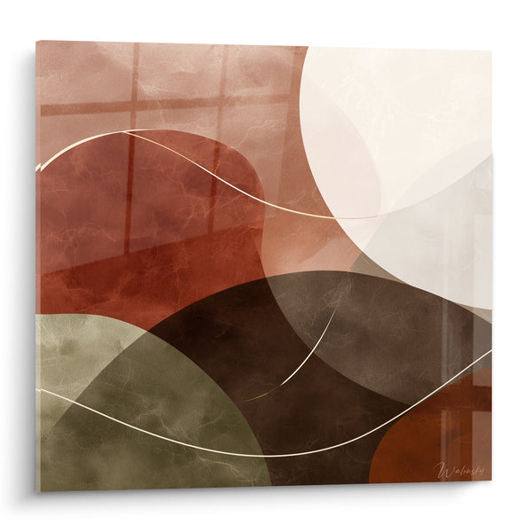 Tableau Collines abstraites rouille et vert sauge - Souffle des collines - Edition Terracotta
